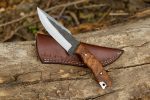 8 inch custom handmade carbon steel bushcraft survival knife with leather sheath.